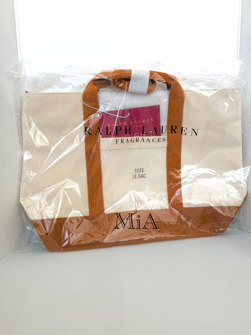 Ralph Lauren Fragrance Tote Bag / Beach Bag / Travel bag (Beige Brown Canvas) - Picture 6 of 6